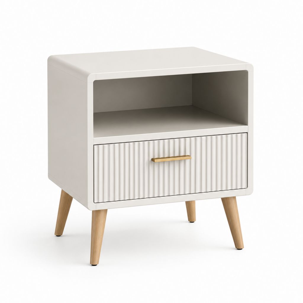 Comodino con cassetto bianco in MDF rettangolare 45 x 40 x 60 cm