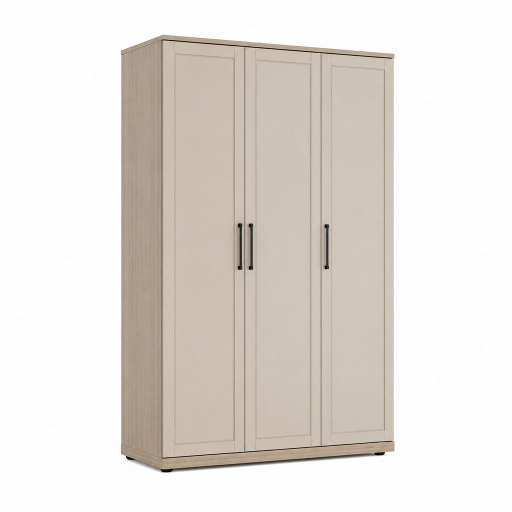Armadio guardaroba 3 ante beige e rovere chiaro in truciolare nobilitato 135 x 55 x 200 cm