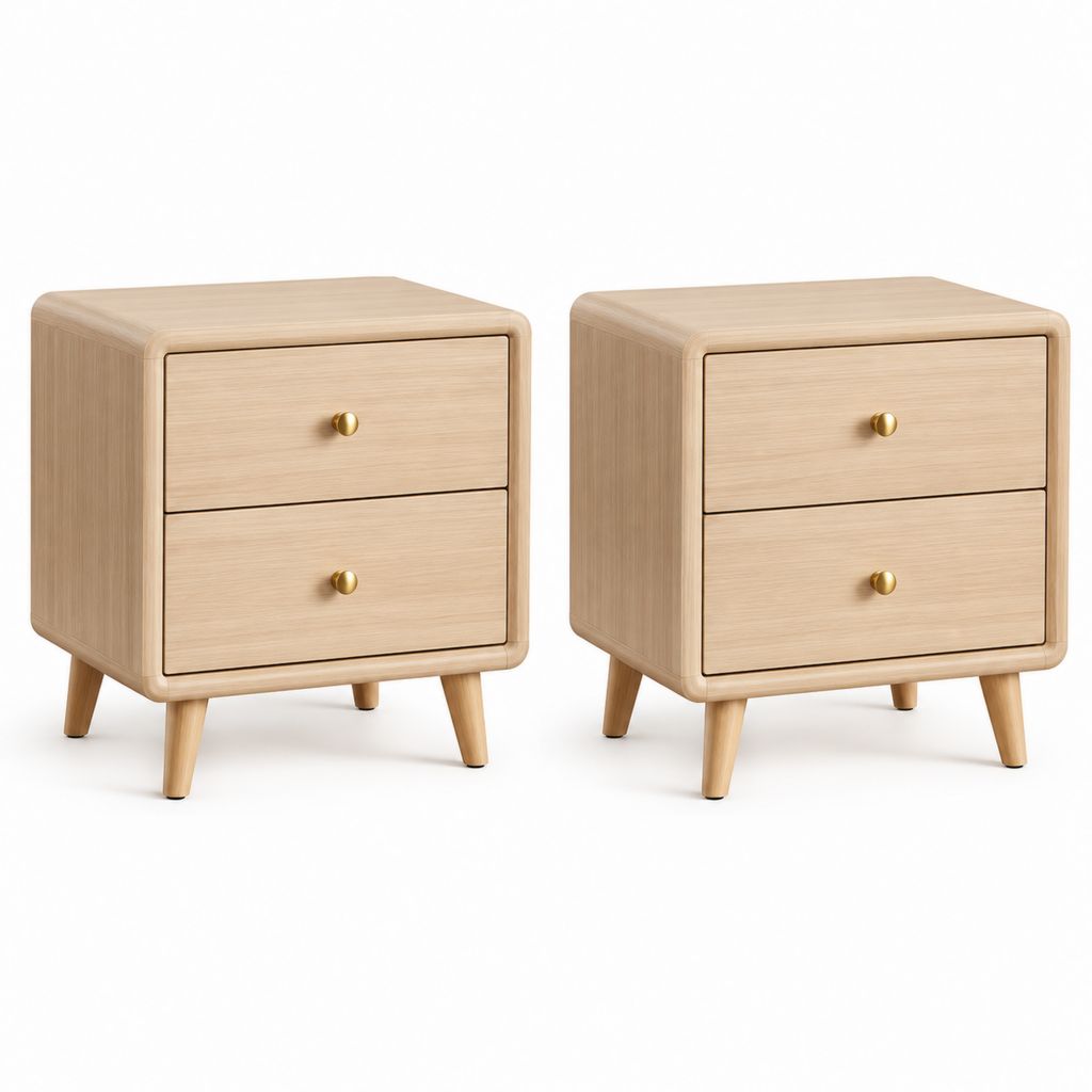 Set di 2 comodini con 2 cassetti rovere chiaro in MDF 45 x 35 x 60 cm