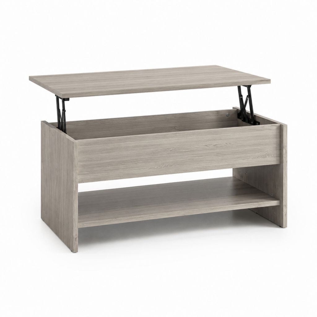 Tavolino da caffè sollevabile grigio rovere in pannello truciolare 100 x 50 x 43 cm