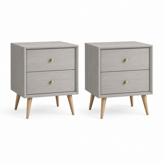 Set di 2 comodini grigio chiaro in MDF con 2 cassetti 45 x 35 x 60 cm