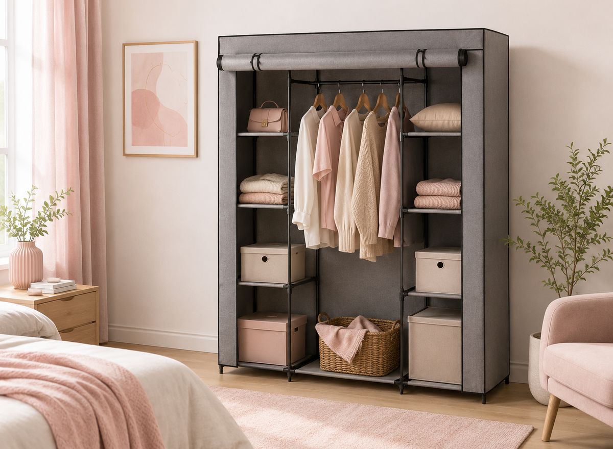 Armadio in Tessuto Grigio