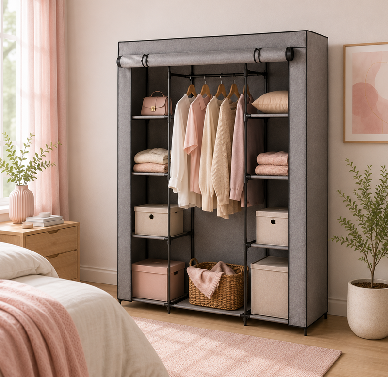 Armadio in Tessuto Grigio