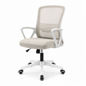 Sedia da ufficio girevole beige in rete di poliestere e PP 60 x 60 x 88-98 cm