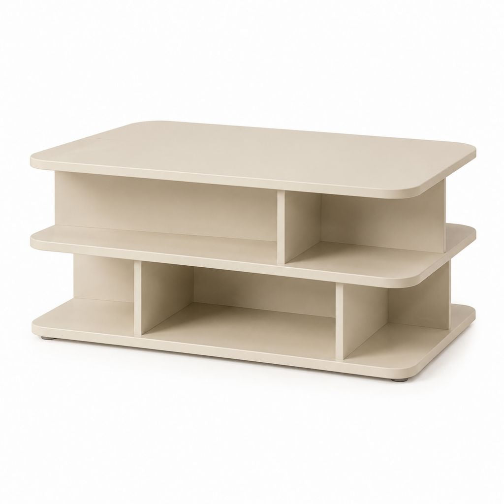 Tavolino da caffè contenitore beige in MDF rettangolare 100 x 50 x 45 cm