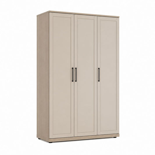 Armadio guardaroba 3 ante beige e rovere chiaro in truciolare nobilitato 135 x 55 x 200 cm