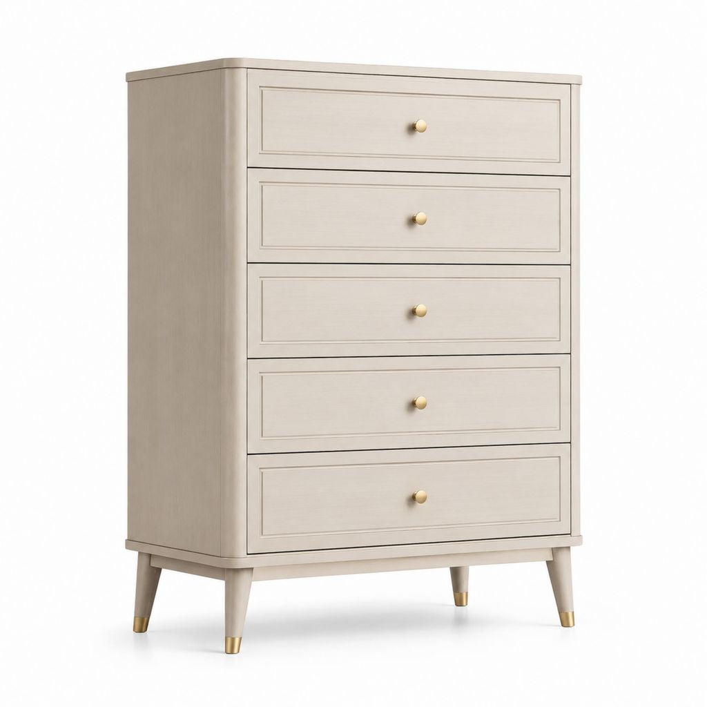 Cassettiera 5 cassetti beige in MDF rettangolare 80 x 40 x 120 cm