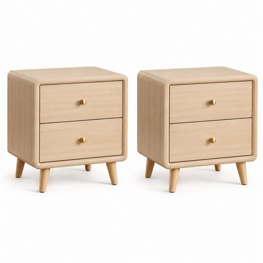 Set di 2 comodini con 2 cassetti rovere chiaro in MDF 45 x 35 x 60 cm
