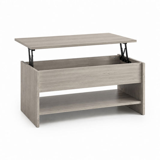 Tavolino da caffè sollevabile grigio rovere in pannello truciolare 100 x 50 x 43 cm