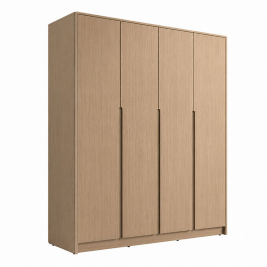 Armadio guardaroba 4 ante rovere chiaro in pannello truciolare nobilitato rettangolare 180 x 52 x 200 cm